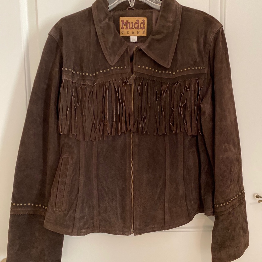 Mudd leather jacket with fringe details